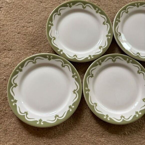 5 Jackson China Vintage Green & White 7” Plates - Picture 3 of 9